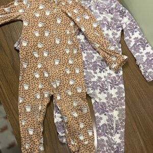 Kate Quinn Brown and Purple Footies with Floral Patterns